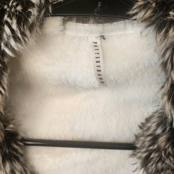 Pottery Barn Cream Faux Fur Trimmed Garment - Picture 3 of 5